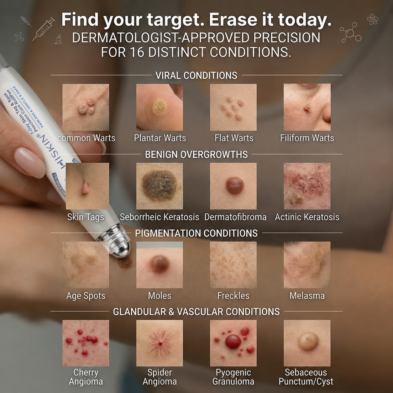 𝐇𝐈𝐒𝐊𝐈𝐍®👩‍⚕️ 𝟕-𝐃𝒂𝘆 𝐒𝗸𝐢𝐧 𝐓𝒂𝗴 & 𝐒𝐩𝙤𝐭 𝐄𝐫𝒂𝐬𝙚𝐫 Painless & Scar-Free Advanced Imperfection Removal Rollerball Pen