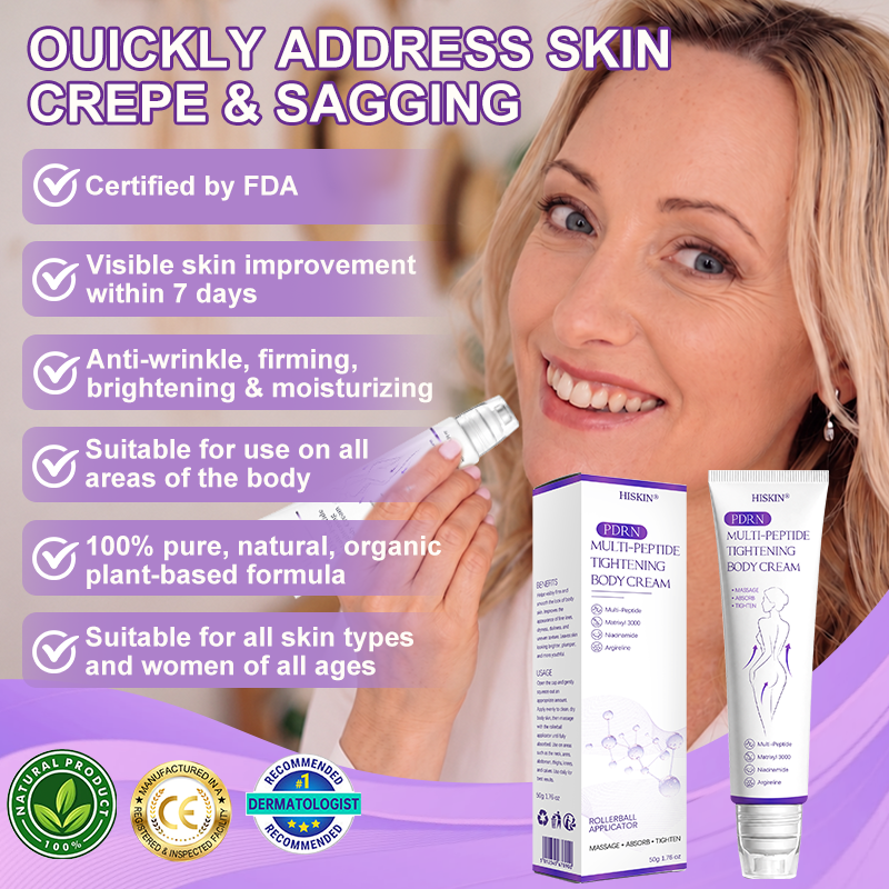 HISKIN® PDRN Multi-Peptide Massaging Body Roller Cream- Anti-aging, Hydrating, Skin Firming & Lifting, Skin Repair, Even Tone, Acne and Dark Spot Treatment, Wart and Mole Removal, and Psoriasis Relief.