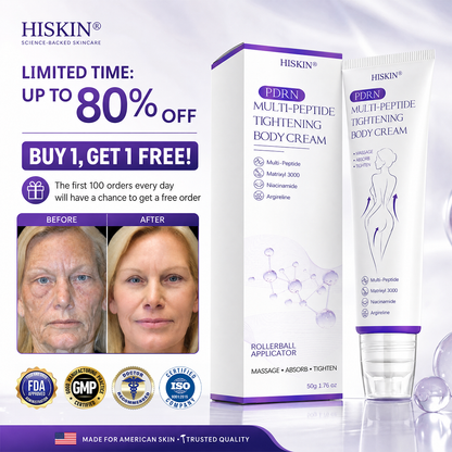 HISKIN® PDRN Multi-Peptide Massaging Body Roller Cream- Anti-aging, Hydrating, Skin Firming & Lifting, Skin Repair, Even Tone, Acne and Dark Spot Treatment, Wart and Mole Removal, and Psoriasis Relief.